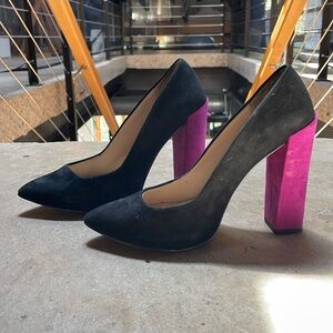 Zara color block chunky heel (1/2” internal platform) Sz 37